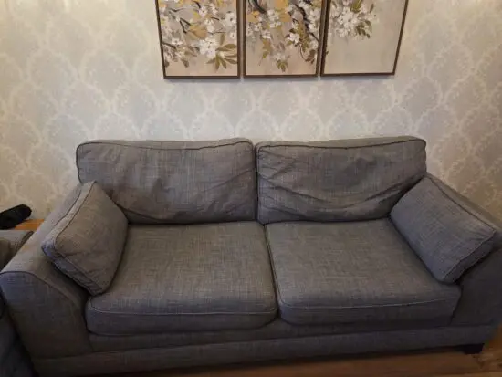 Dfs 3 seater, 2 seater and footstool / pouffe