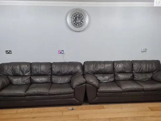 2 x Genuine Leather 3 Seater Sofas, each 78 inch wide