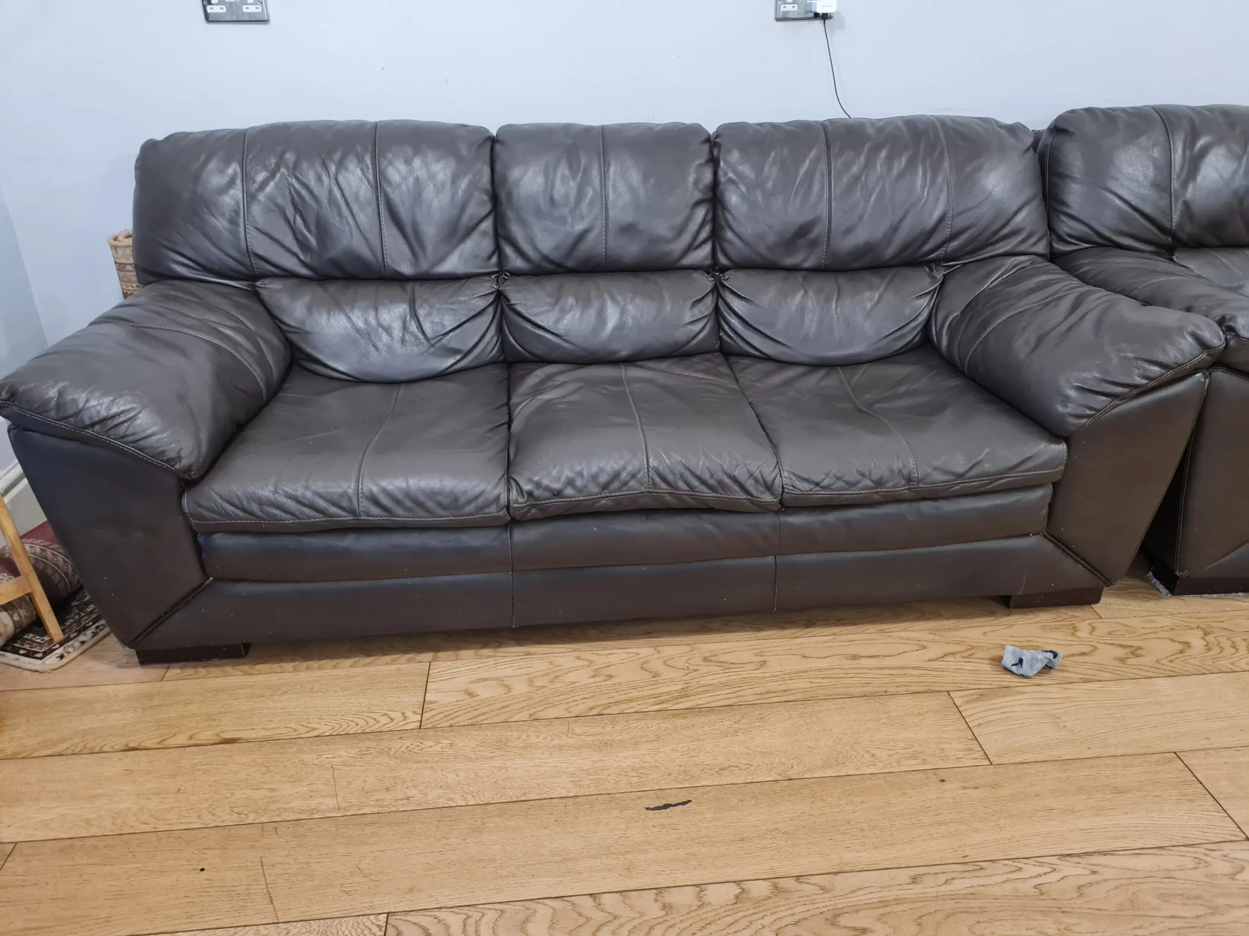 2 x Genuine Leather 3 Seater Sofas, each 78 inch wide