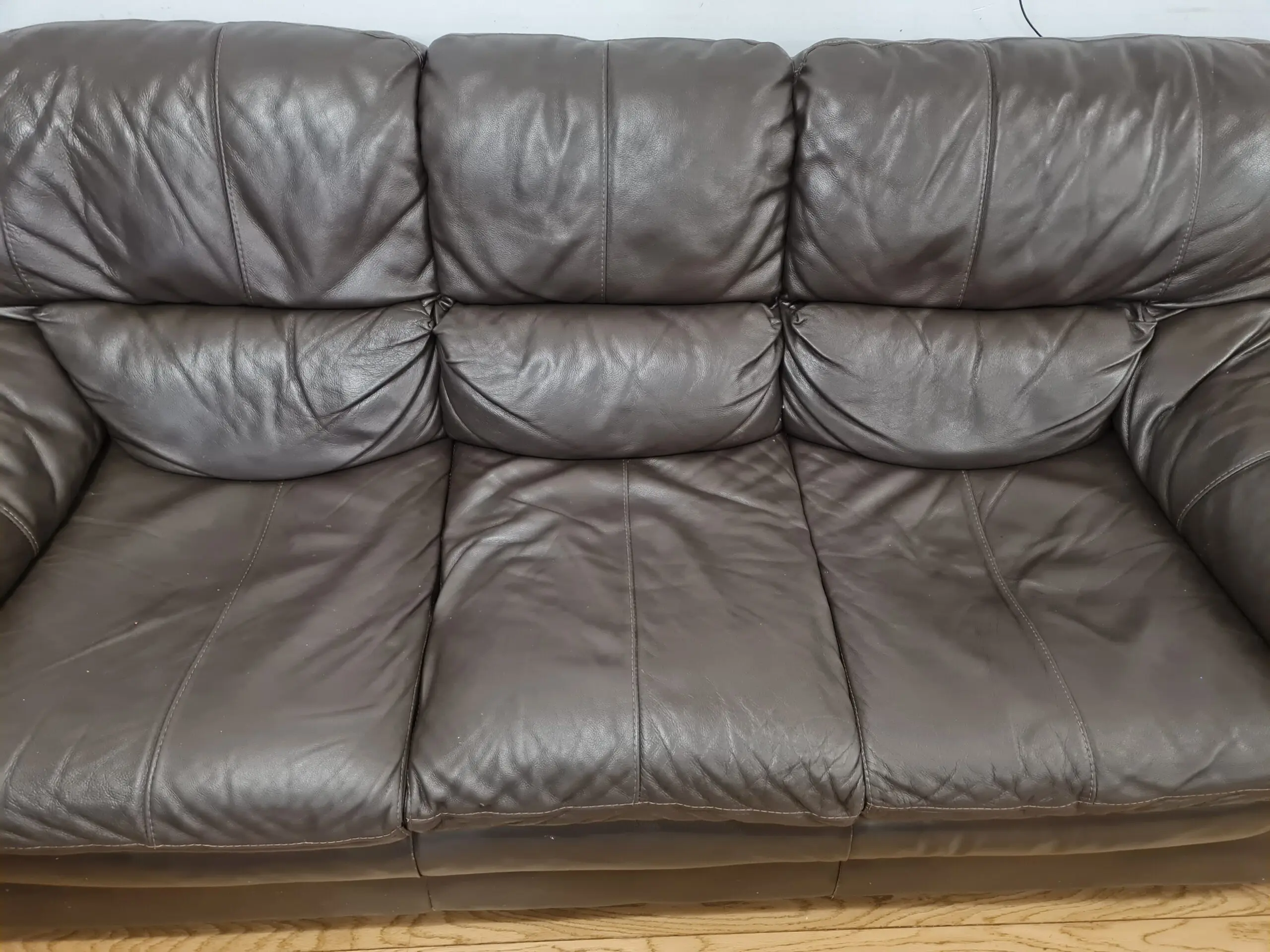 2 x Genuine Leather 3 Seater Sofas, each 78 inch wide