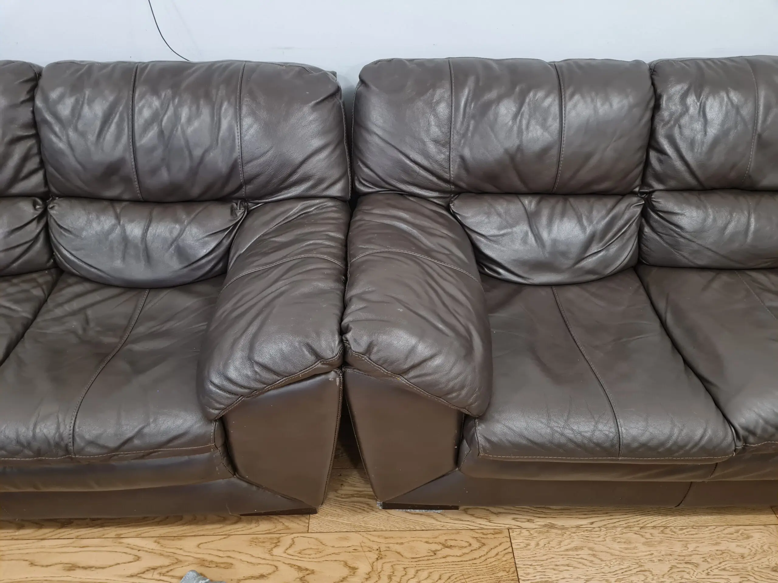 2 x Genuine Leather 3 Seater Sofas, each 78 inch wide