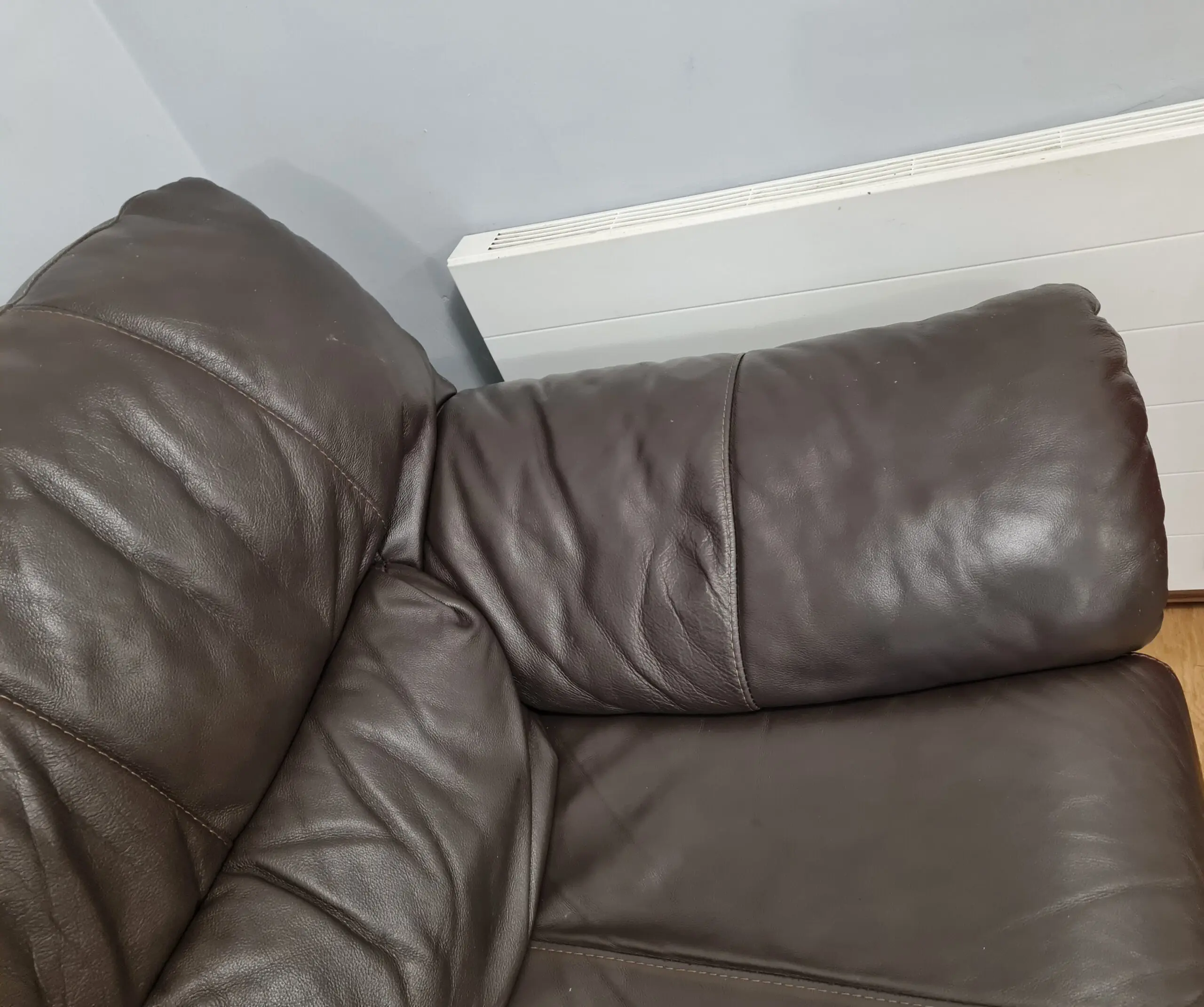 2 x Genuine Leather 3 Seater Sofas, each 78 inch wide