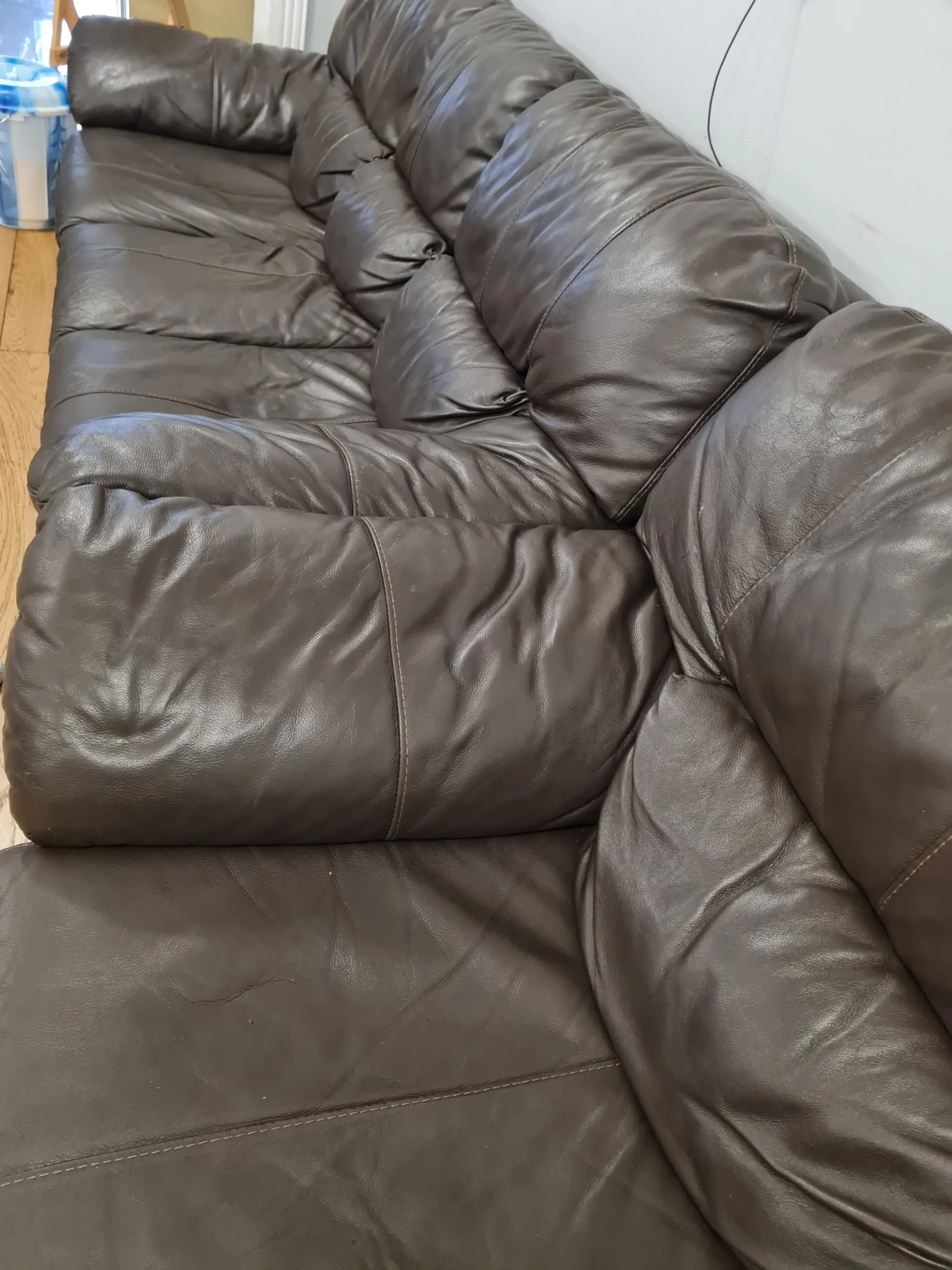 2 x Genuine Leather 3 Seater Sofas, each 78 inch wide