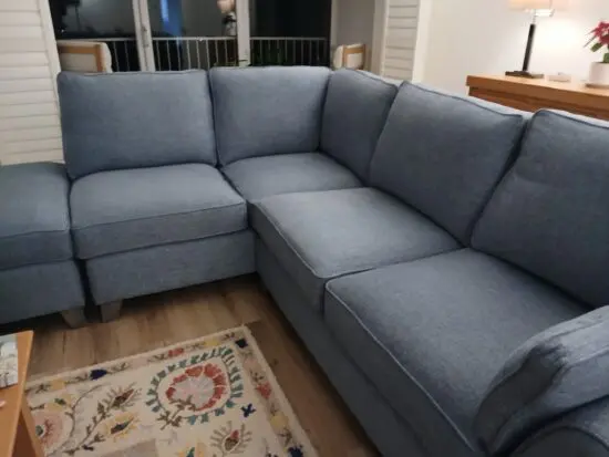 L shape Left hand facing sofa with chair in blue