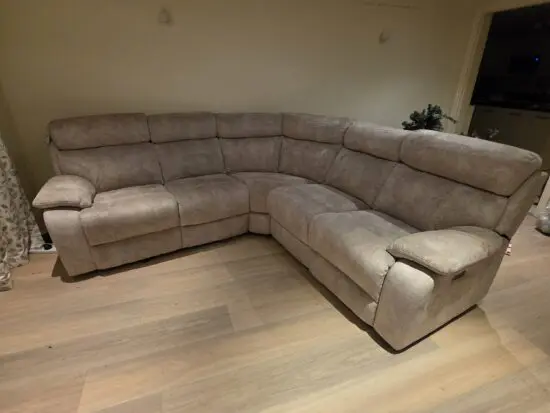 Moreno Fabric Power Recliner Corner Sofa with Power Headrests + USB ports