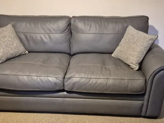 Parker Knoll, grey leather, large 2 seater settee