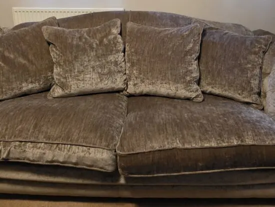 DFS mink antique-effect velvet grand sofa and chair The Loch Leven country living range