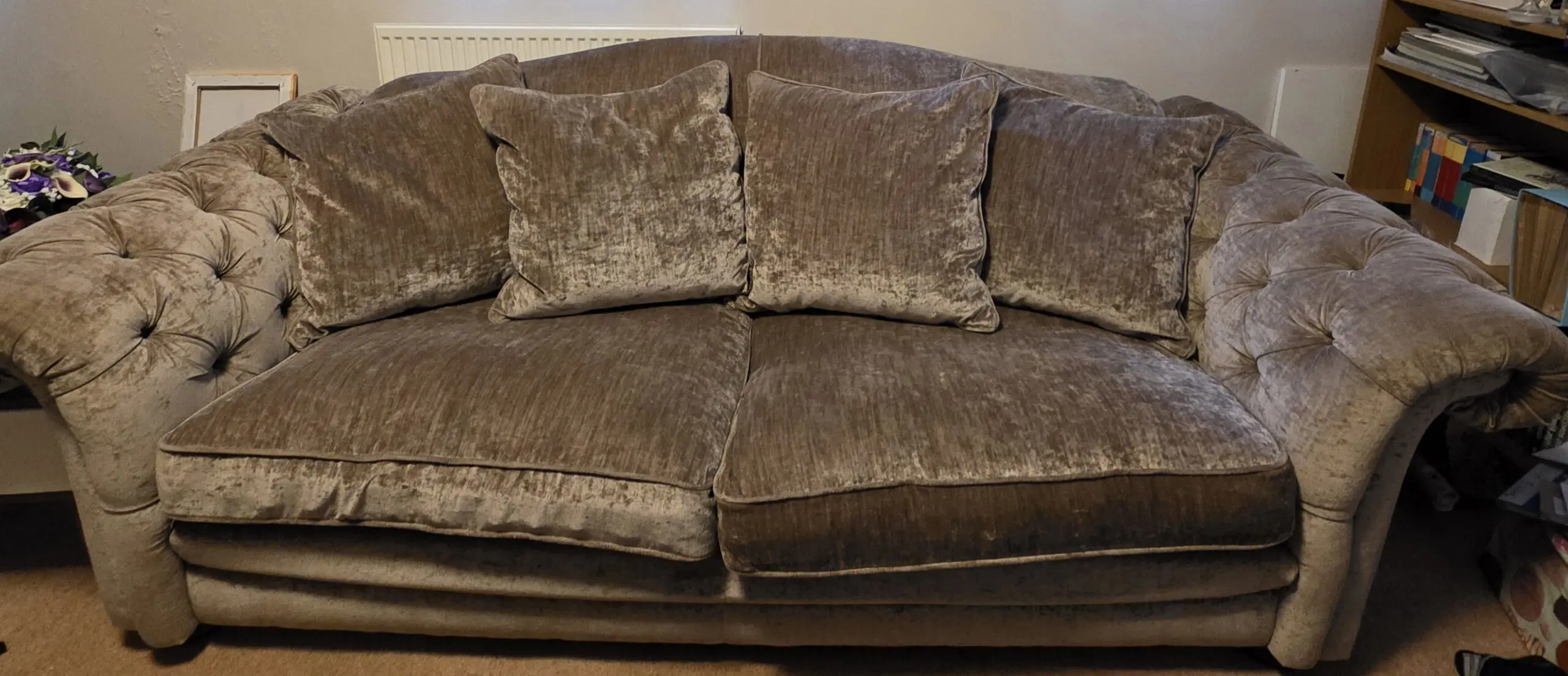 DFS mink antique-effect velvet grand sofa and chair The Loch Leven country living range