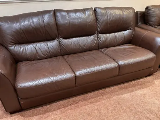 Brown Leather 3-Piece Suite - Well-Loved, Bargain Price!