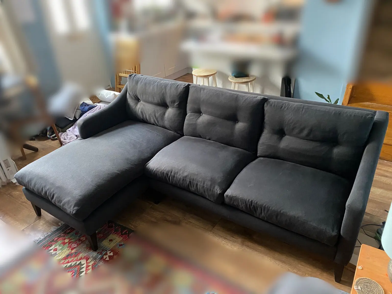 Charcoal Navy Arlo & Jacob Ferdinand Chaise sofa