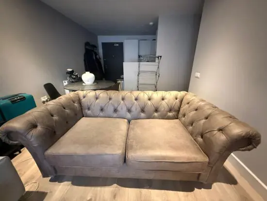 2 seater brown/charcoal suede Next chesterfield sofa