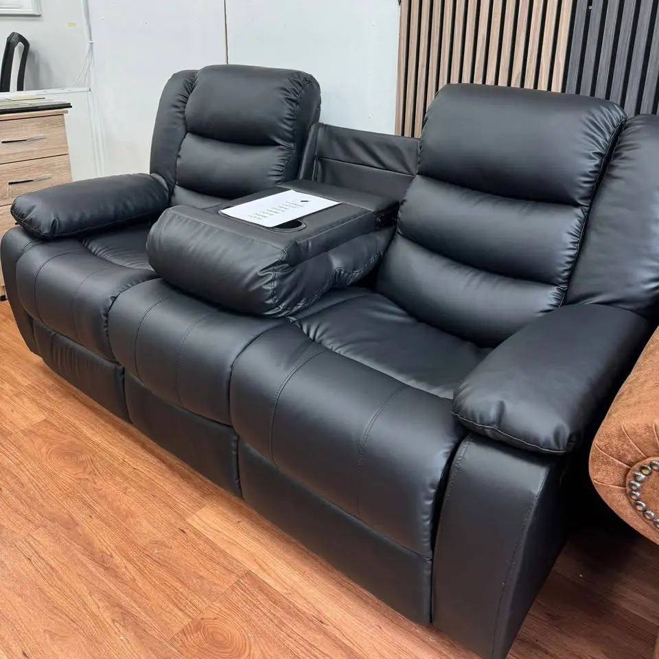 Black 3 Seater & 2 Seater Recliner Sofa