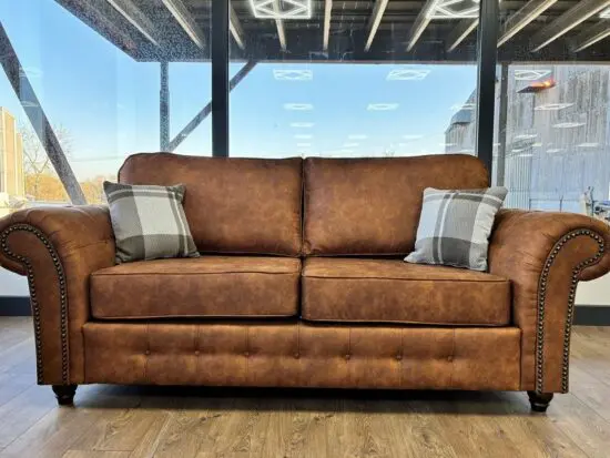 Brown 2 Seater Leather Sofa & 3 Seater Leather Sofa Set