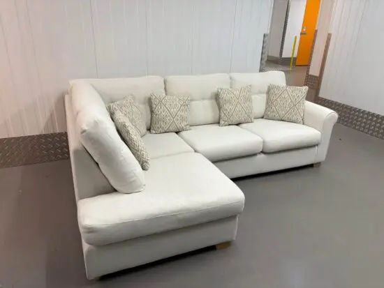 Dfs Lvory Fabric L-Shaped Corner Sofa For Sale