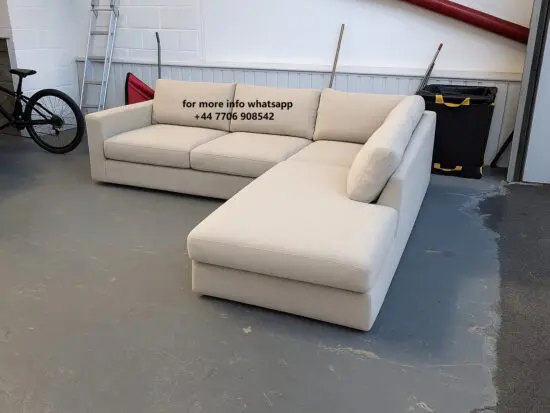 Cream Sofa : L-Shape Corner Long Chaise Sofa For Sale