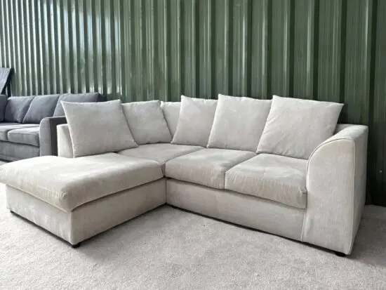 Next Beige L Shape Corner Sofa With Lounge Chaise For Sale