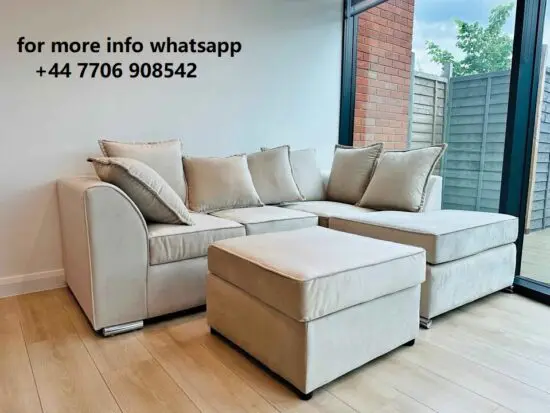 DFS 4x Seater Sectional Couch With Matching Puffy For Sale