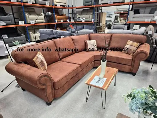 DFS 4x Seater L Shape Corner Leather Oakland Brown Sofa For Sale