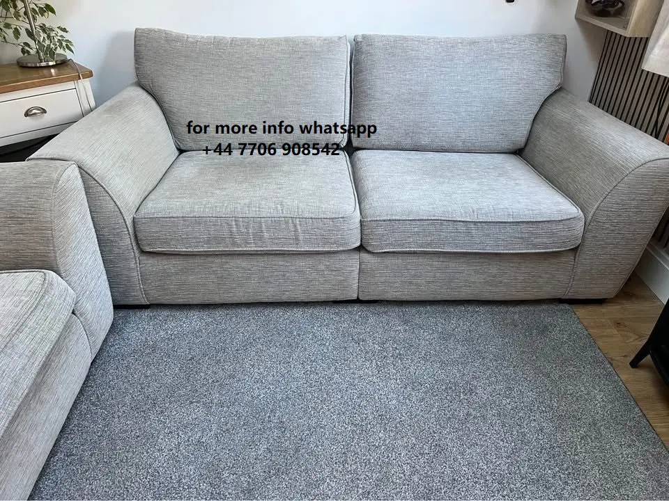 Lovesofa 2x Seater & 3x Seater Sofa with Matching Footstool Grey Colour For Sale
