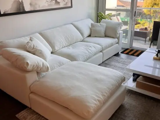 DFS Layla Fabric Chaise in Cream Colour Sofa For Sale