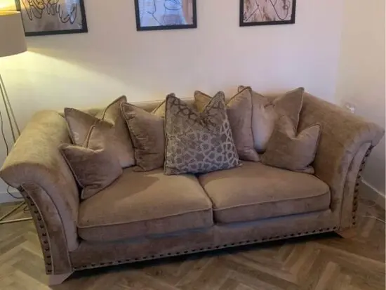 Beige/Brown High Back Harrison 2+3 Seater Sofa