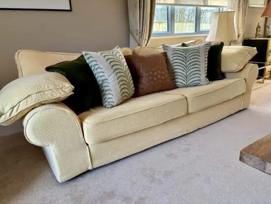 Collins & Hayes gold Large Sofa - dismantles/ washable covers