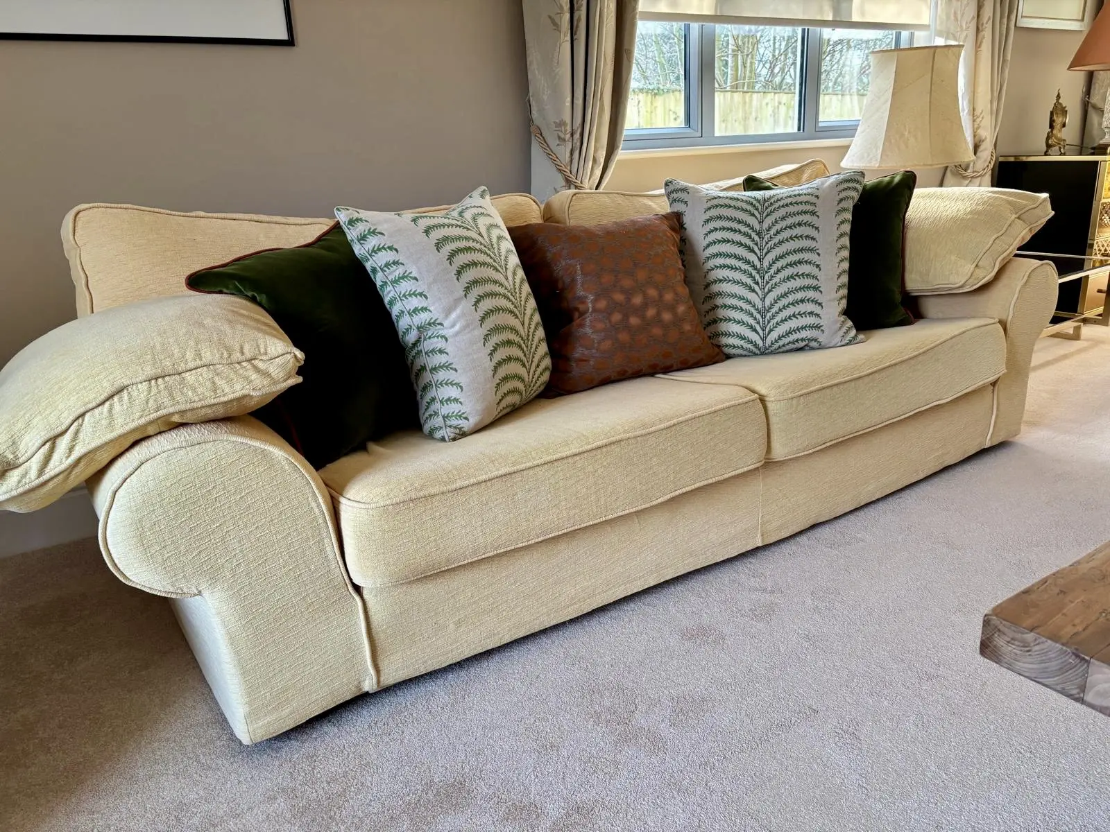 Collins & Hayes gold Large Sofa - dismantles/ washable covers