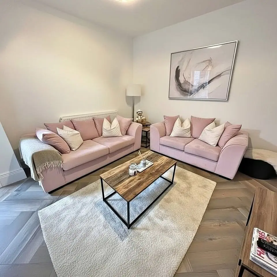 Dusty Pink 3 seater and 2 seater sofa set in stock