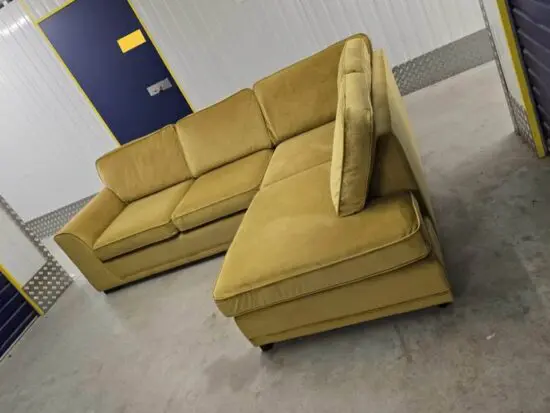 Dfs Okra Mustard L-Shaped Sectional Corner Sofa For Sale