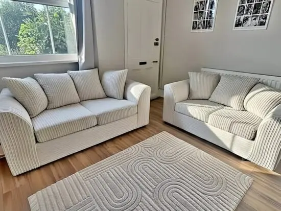 Darcy Cream 2 Seater & 3 Seater Sofa in Stock