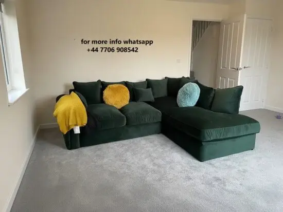DFS 4x Seater L Shape Corner Sofa Green Colour For Sale