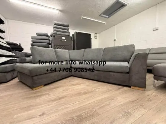 DFS 4x Seater Highback Corner Sofa Colour Grey For Sale