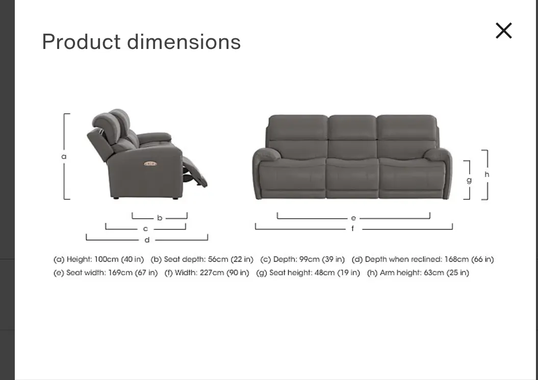 3 seater power recliner deep red colour from Furniture Village