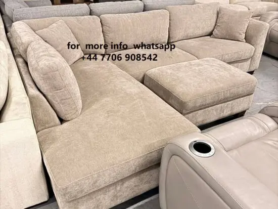 DFS 4x Seater L Shape Corner Sofa With Matching Footstool Mink Colour For Sale