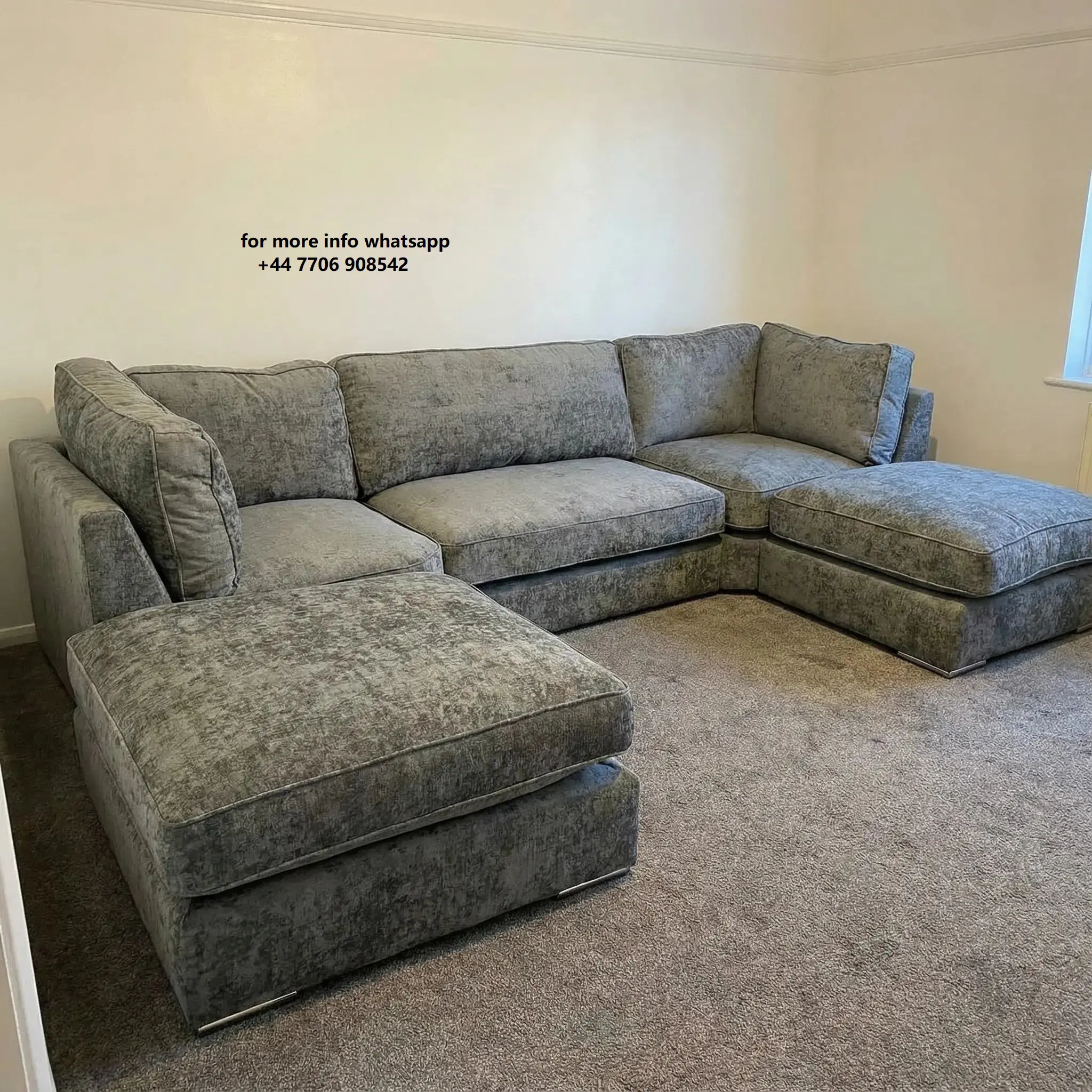 GREY U -Shape 7x Seater Bishop Sofa For Sale