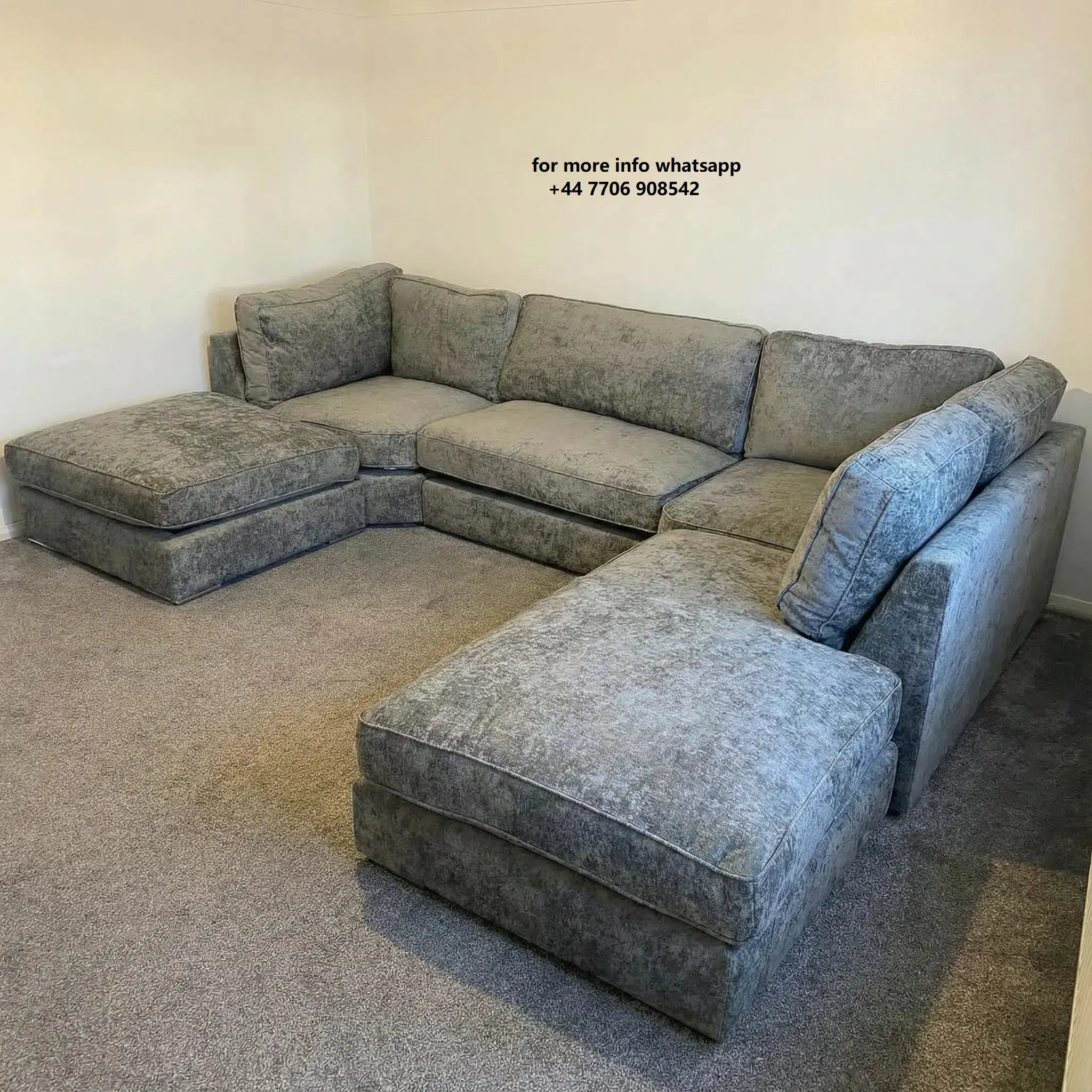 GREY U -Shape 7x Seater Bishop Sofa For Sale