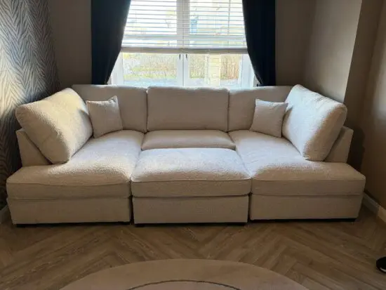 Carnaby” U-Shape Sofa Gorgeous Teddy Boucle Fabric