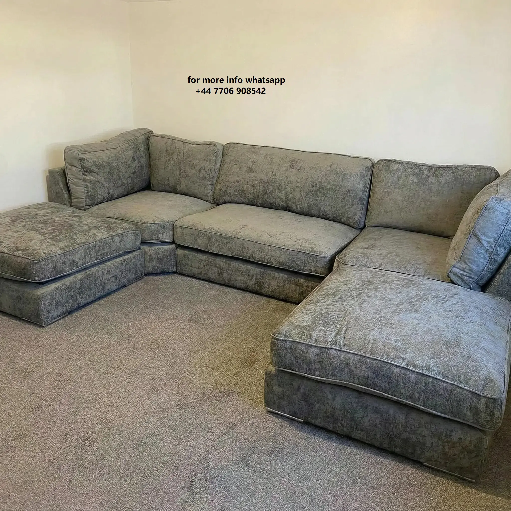 GREY U -Shape 7x Seater Bishop Sofa For Sale