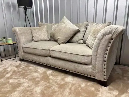 Oatmeal/Beige Harrison 3 Seater & 2 Seater High Back Sofas in Stock