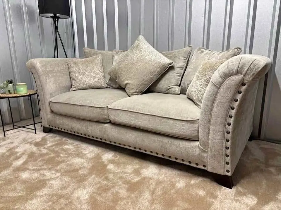 Oatmeal/Beige Harrison 3 Seater & 2 Seater High Back Sofas in Stock