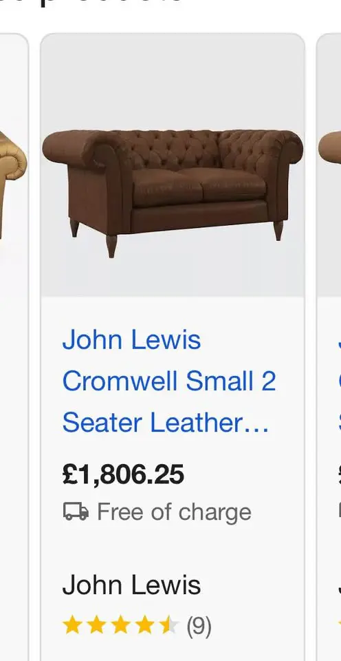 John Lewis 2 Seater Cromwell Leather Sofa RRP £1800 + 10 Year Frame Guarantee