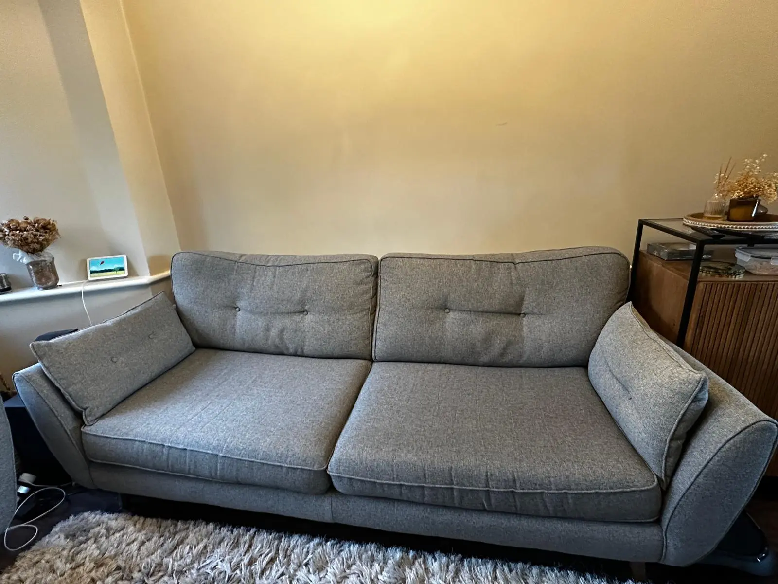 French Connection Zinc Sofa Grey 4-Seater + Cuddle Chair