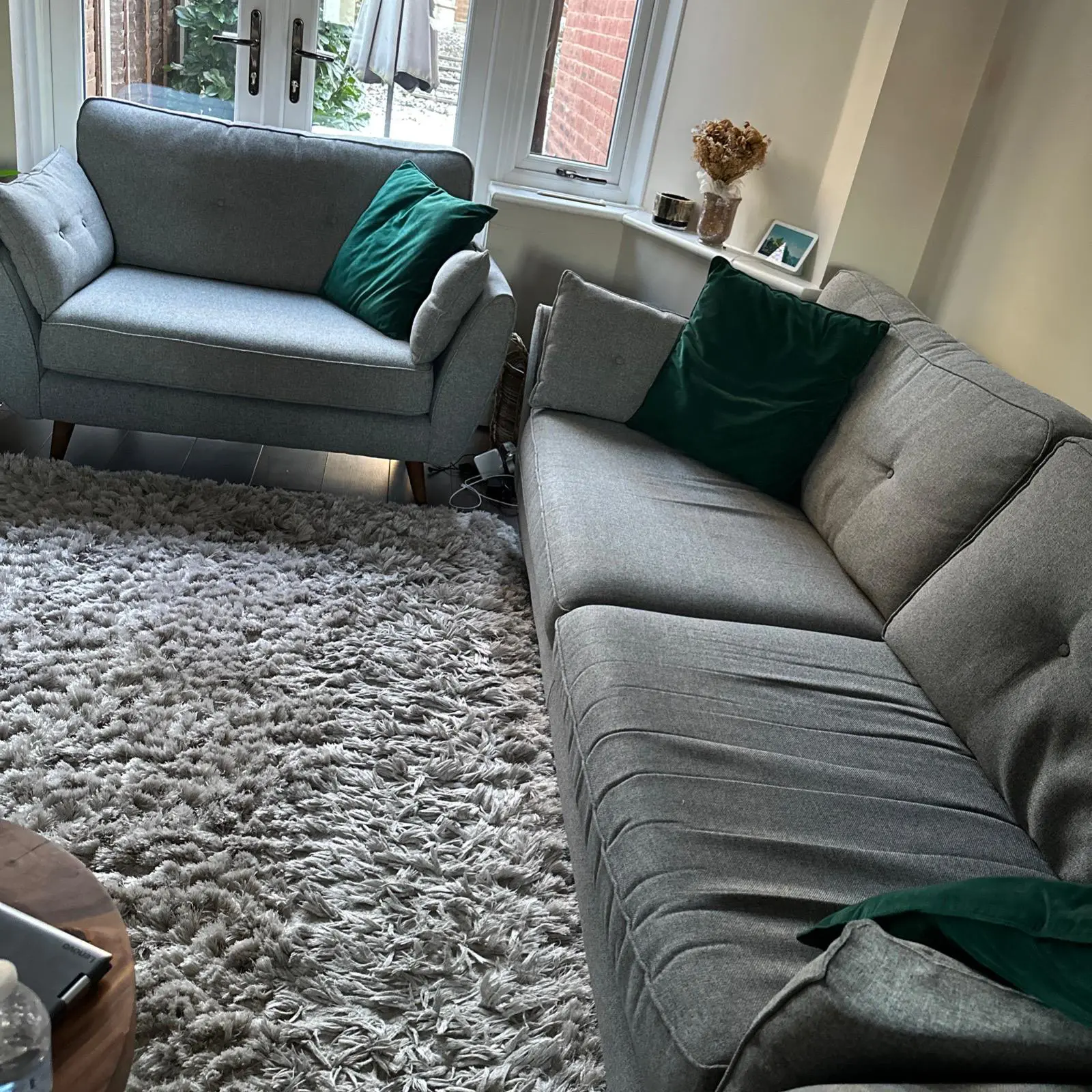 French Connection Zinc Sofa Grey 4-Seater + Cuddle Chair