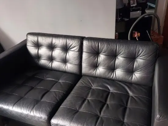 IKEA black 3 seater modern leather sofa