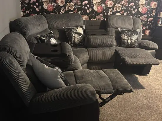 Grey and black recliner sofa
