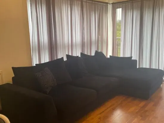 Plush Velvet Pillow Back Right Hand Facing Large Chaise End Sofa