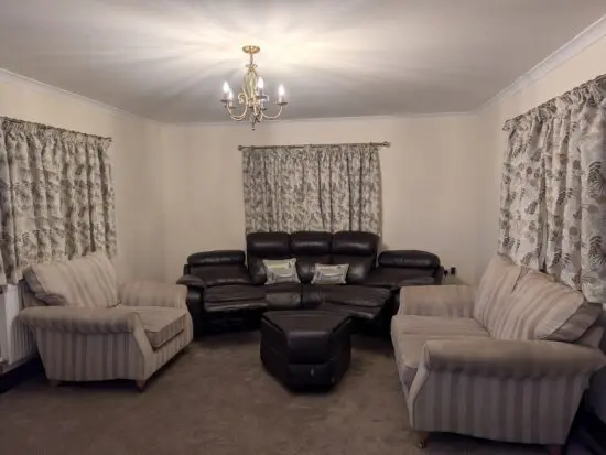 Cinema sofa set + tweed striped sofa set