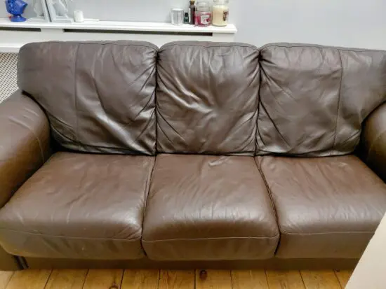 Brown 3 seater leather sofa
