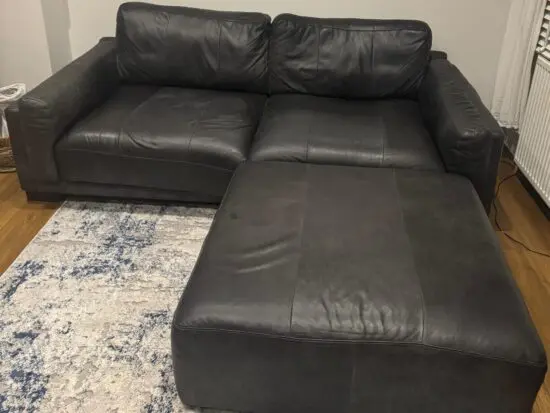 Italian Leather sofa and footstool