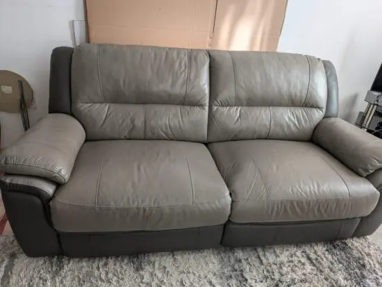 2 set SCS amx design 2 seater grey leather sofa